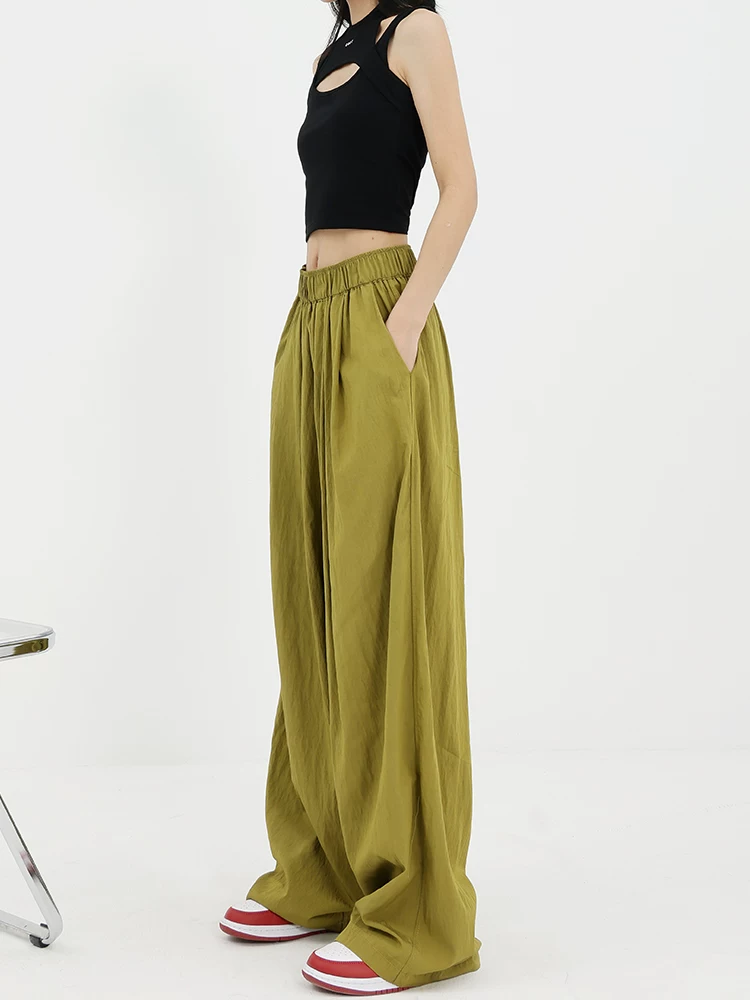 Quần suông mùa hè KEN STUDIO dành cho nữ 2025, kiểu xếp ly, rộng rãi, đa năng, tôn dáng, quần dài ống rộng