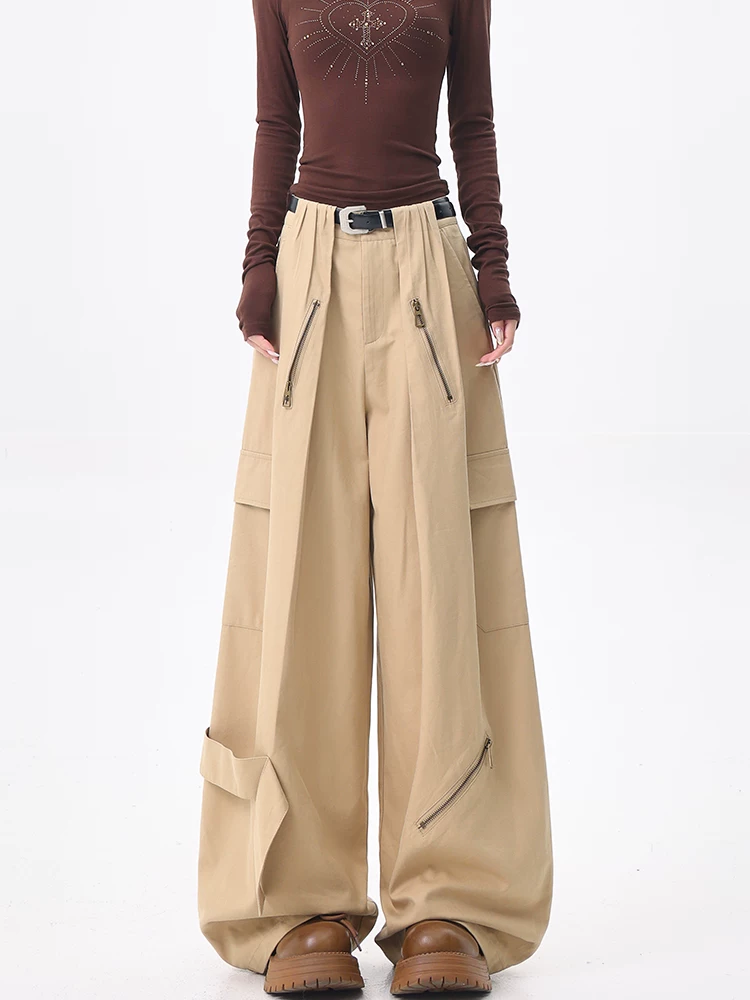 KEN STUDIO Quần kaki kiểu cổ điển của Mỹ dành cho nữ, quần ống rộng dáng thẳng mùa hè mới.