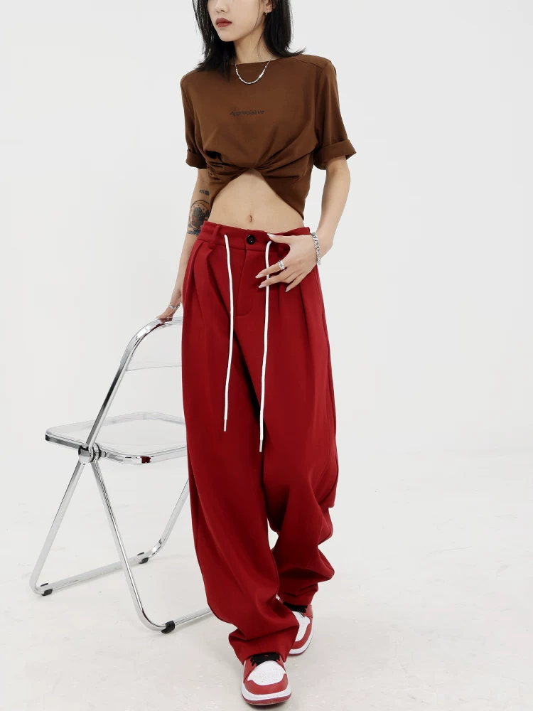 KEN STUDIO Xuân Thu Thiết kế nguyên bản Quần thể thao chuối Quần thẳng nữ Quần ống rộng Quần âu Quần tây