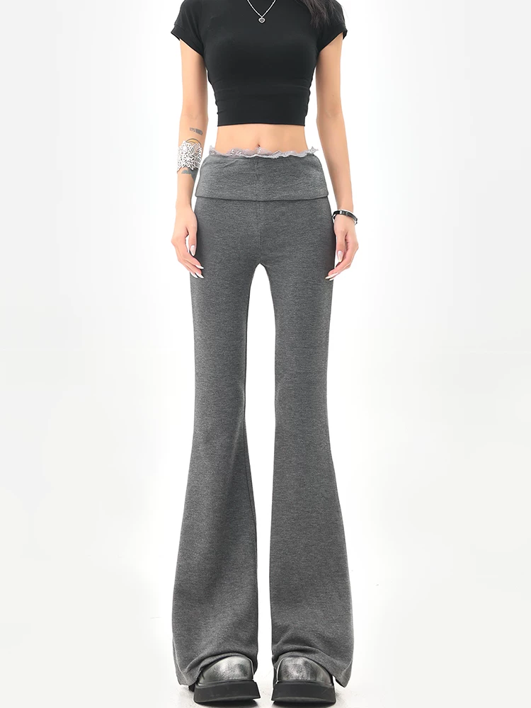 Quần yoga xòe phối ren KEN STUDIO dành cho nữ, quần thường ngày cạp cao giảm béo mùa hè và mùa thu mới