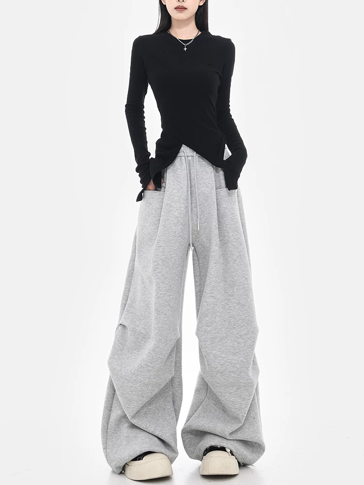 KEN STUDIO mùa thu đông quần lính dù đường phố cao cấp của Mỹ quần thể thao quần thể thao nữ đa năng quần dài dáng rộng thông thường