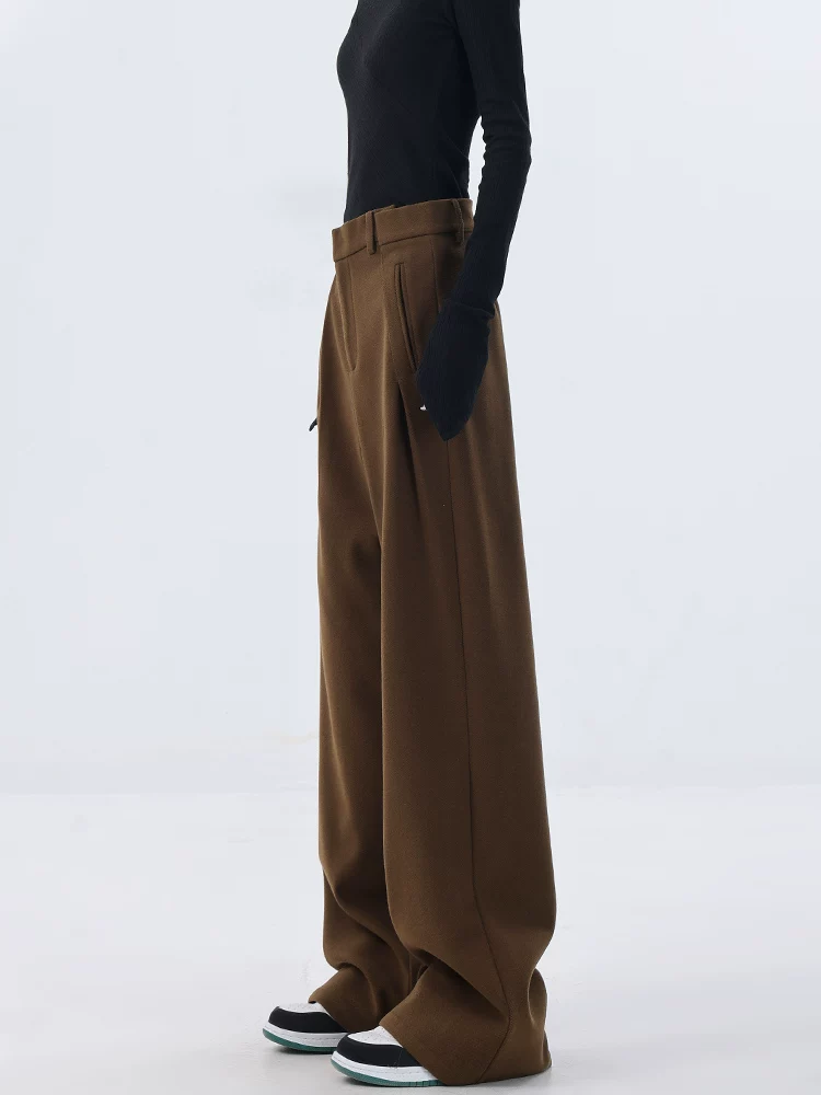 KEN STUDIO mùa đông len dày phù hợp với quần quần âu nữ thiết kế quần ống đứng quần dài quần âu quần dài