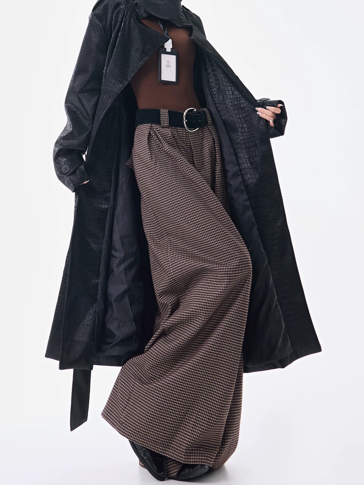 KEN STUDIO Thu Đông Mới Phong Cách Vintage Quần Kẻ Sọc Nữ Phong Cách Old Money Thiết Kế Quần Ống Rộng Dáng Rộng