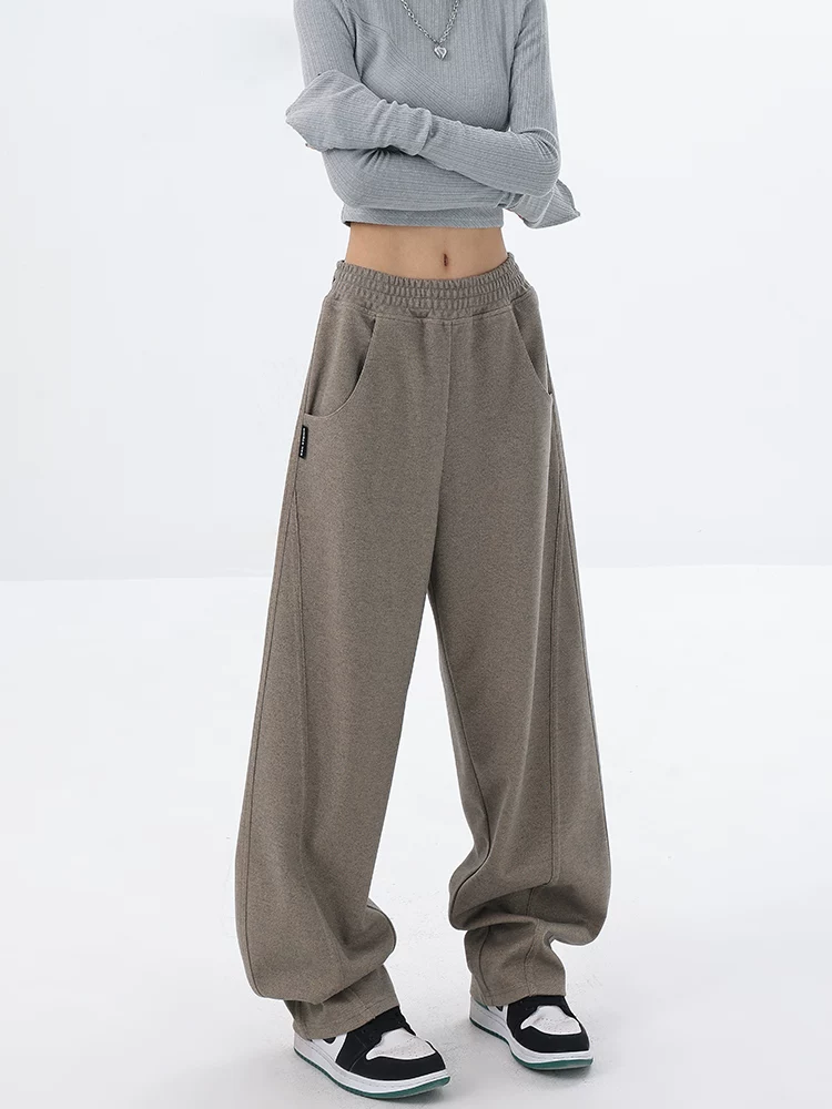 KEN STUDIO quần dày mùa thu đông, quần dao cong, quần chuối, quần thể thao, quần thể thao ống rộng rộng rãi dành cho nữ.