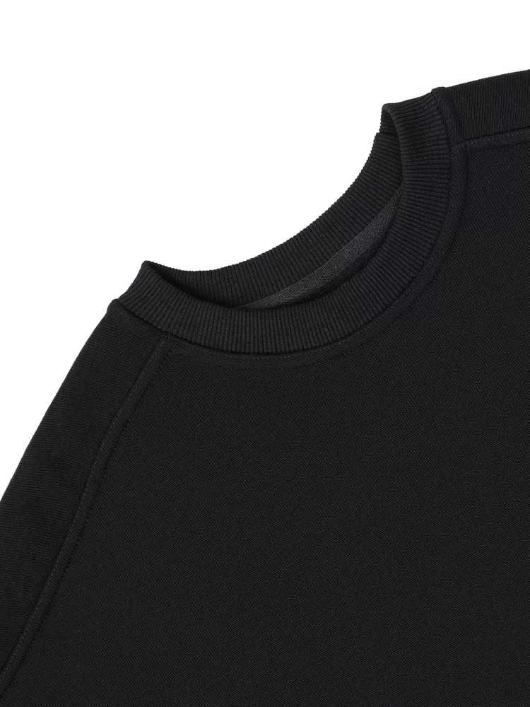 KEN STUDIO Áo len cổ tròn nhung đen mới thu đông dành cho nữ, dáng rộng và đa năng, áo chui đầu thông thường giúp giảm béo