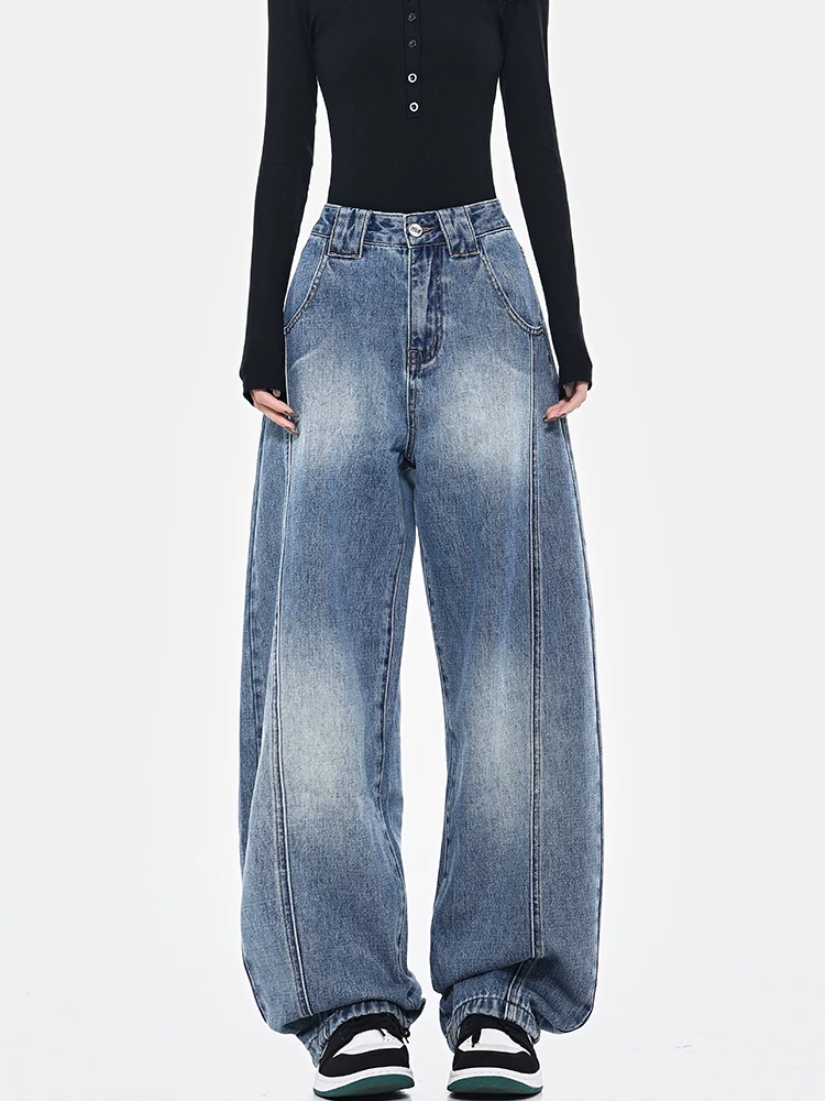 Quần jean lưỡi liềm và lưỡi kiếm lót lông cừu của KEN STUDIO dành cho nữ, quần dài kiểu cổ điển kiểu Mỹ, quần dài.