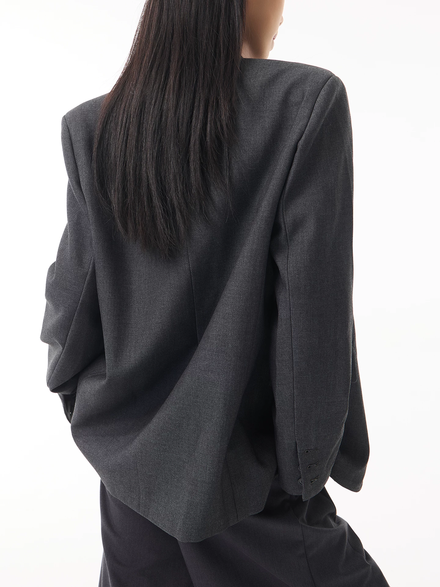 KEN STUDIO Áo blazer buộc dây màu xám mùa thu mới dành cho nữ, bộ vest cao cấp dáng rộng cổ chữ V một nút