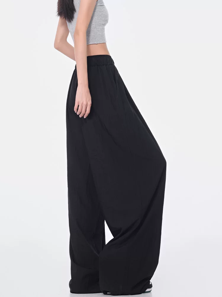 KEN STUDIO quần ống rộng xếp ly màu đen mới mùa hè dành cho nữ, quần Yamamoto dài đến sàn, dáng rộng, đa năng, phong cách giản dị