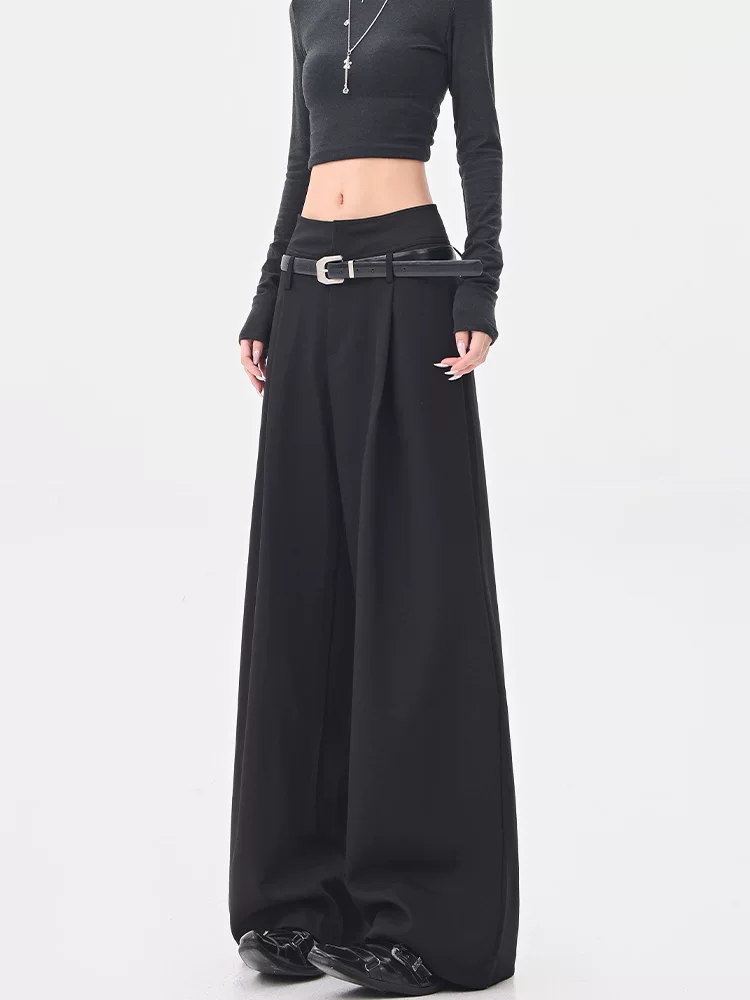 KEN STUDIO Quần tây ống rộng cao cấp mùa hè và mùa thu mới dành cho nữ, quần cạp cao, dáng rộng, quần thường ngày giúp giảm béo