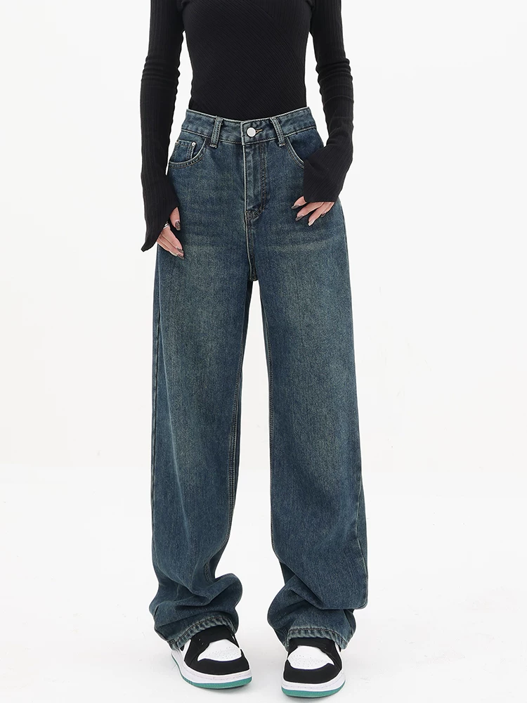 KEN STUDIO đầu mùa thu quần denim ống rộng dáng rộng cổ điển mới