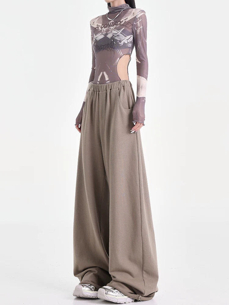 KEN STUDIO Quần âu ống đứng cạp cao kiểu Mỹ mới, dáng rộng và tôn dáng, cực dài dành cho người cao, quần thể thao