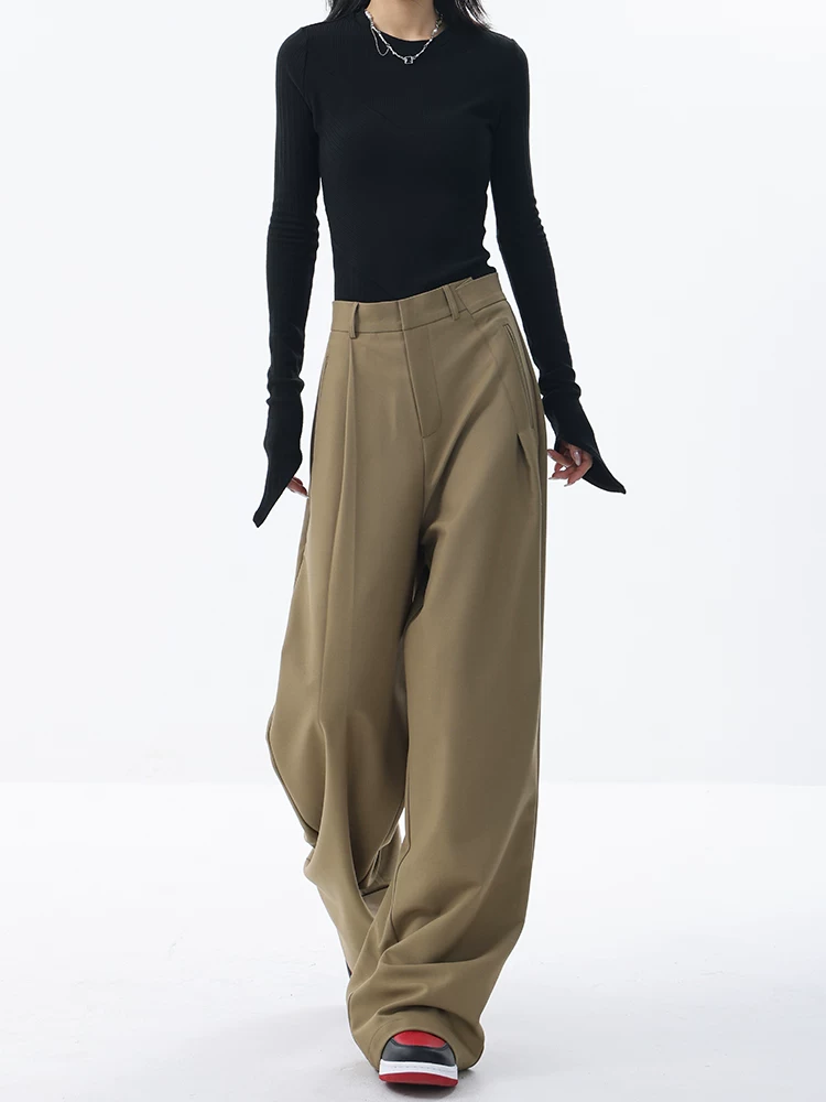 Quần âu dáng thẳng thiết kế nguyên bản của KEN STUDIO dành cho nữ, kiểu dáng xuân thu mới, quần dài dáng rộng và tôn dáng.