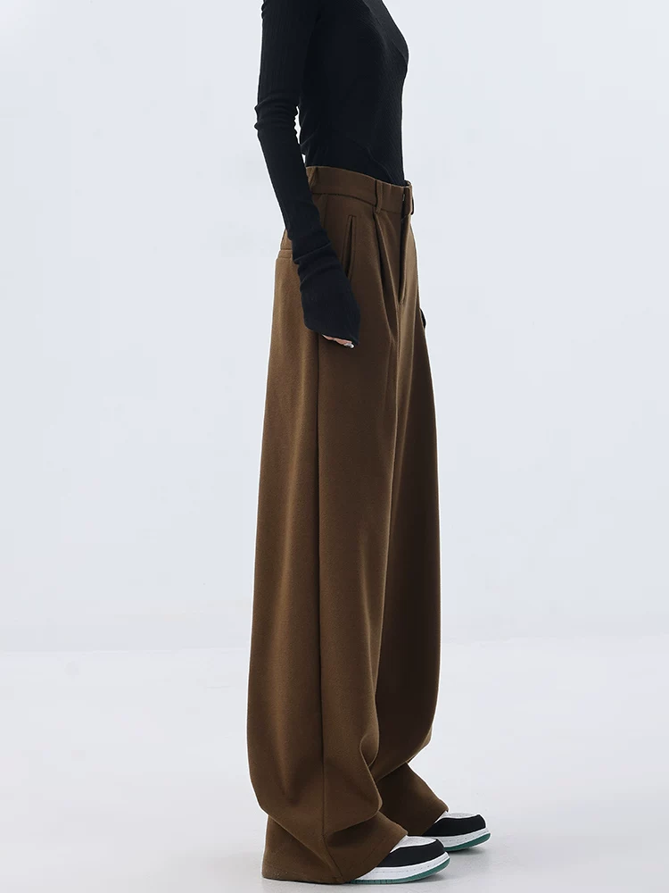 KEN STUDIO mùa đông len dày phù hợp với quần quần âu nữ thiết kế quần ống đứng quần dài quần âu quần dài