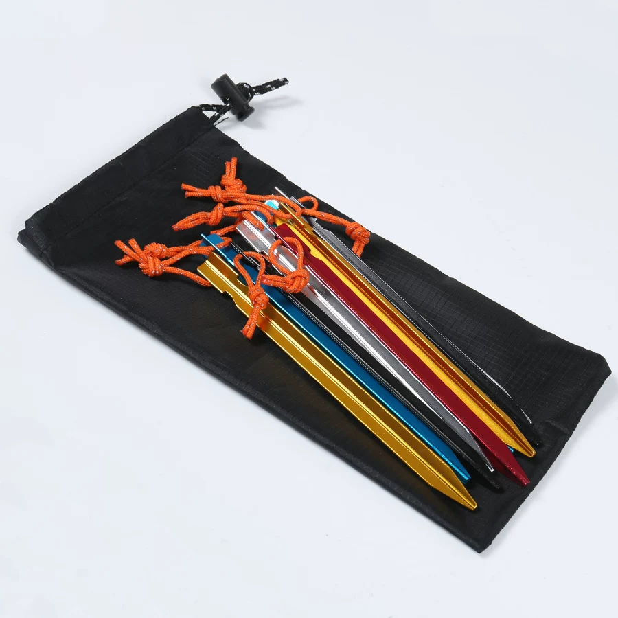 Chốt đất bằng hợp kim nhôm phụ kiện lều ngoài trời chốt đất hình tam giác được gia cố mái che bãi biển chống gió chốt đất được gia cố bằng dây