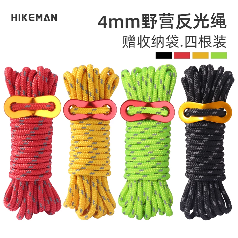 Dây phản quang 4MM Dây chống gió Dây tán ngoài trời Cố định thanh đỡ dây Dây cắm trại Dây 4m dày