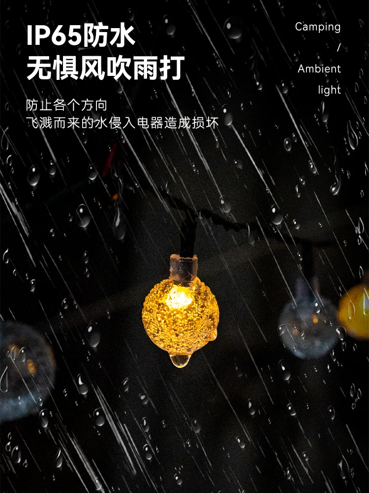 Đèn dây năng lượng mặt trời cắm trại LED chống nước ngoài trời, đèn treo tạo không khí cho lều, đèn tiết kiệm năng lượng trang trí sân vườn, đèn bong bóng