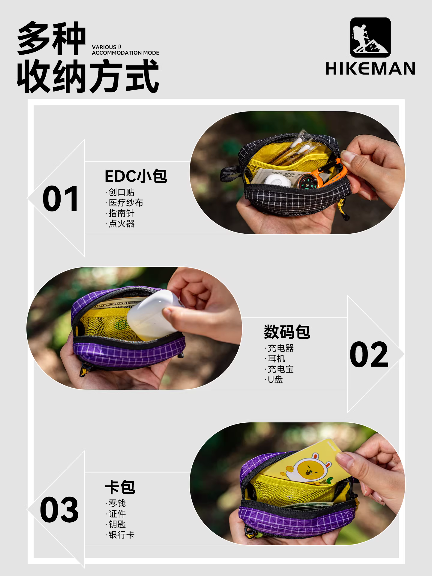 Túi đựng đồ đa năng chiến thuật EDC dành cho thể thao ngoài trời, hộp đựng tiền xu và thẻ căn cước di động, túi đựng đồ sơ cứu