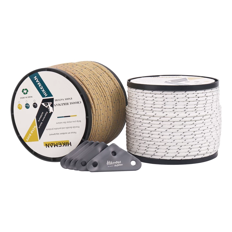 HIKEMAN ngoài trời cắm trại dây 50m lều phản quang dây cắm trại bạt chống gió kéo dây phơi quần áo tam giác khóa dây