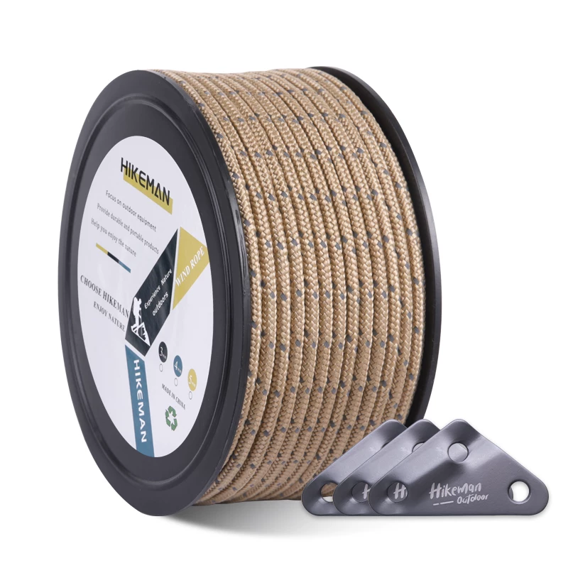 Dây dù ngoài trời HIKEMAN dày 6MM, chống gió, phản quang, dùng cho cắm trại, buộc lều, mái che, chống gió, dây treo