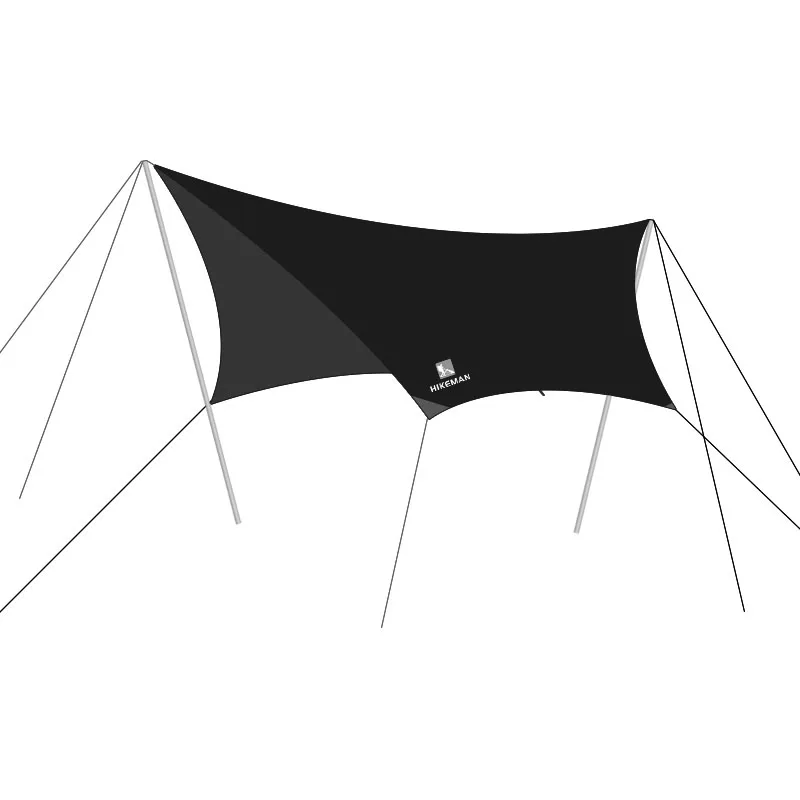 Lều che nắng ngoài trời cắm trại màu đen chống chịu thời tiết diện tích lớn che nắng dã ngoại chống nắng bãi biển chòi nghỉ dạng lục giác di động