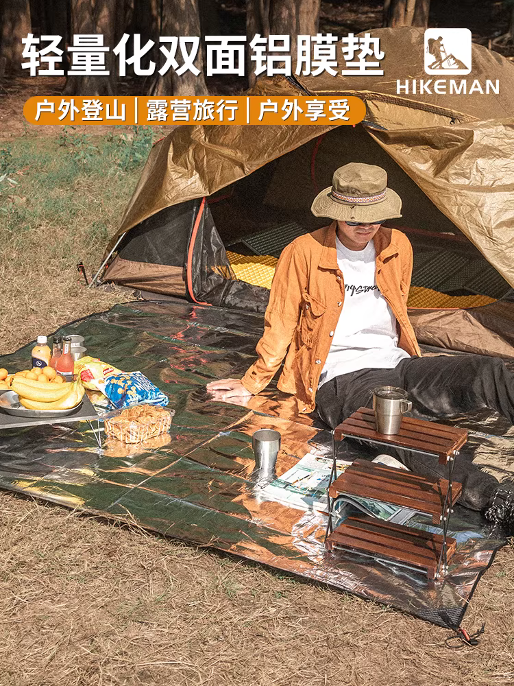 Thảm dã ngoại bằng nhôm chống ẩm dày dặn, di động, dùng cho mùa xuân, đi chơi, lễ hội âm nhạc, chống thấm nước