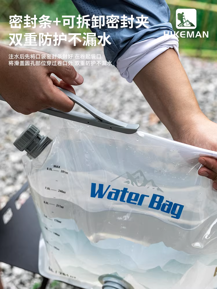 Túi đựng nước ngoài trời có sức chứa lớn có thể tháo rời và giặt được, túi đựng nước có thể gập lại di động để cắm trại, du lịch tự lái và túi đựng nước gắn trên xe có vòi