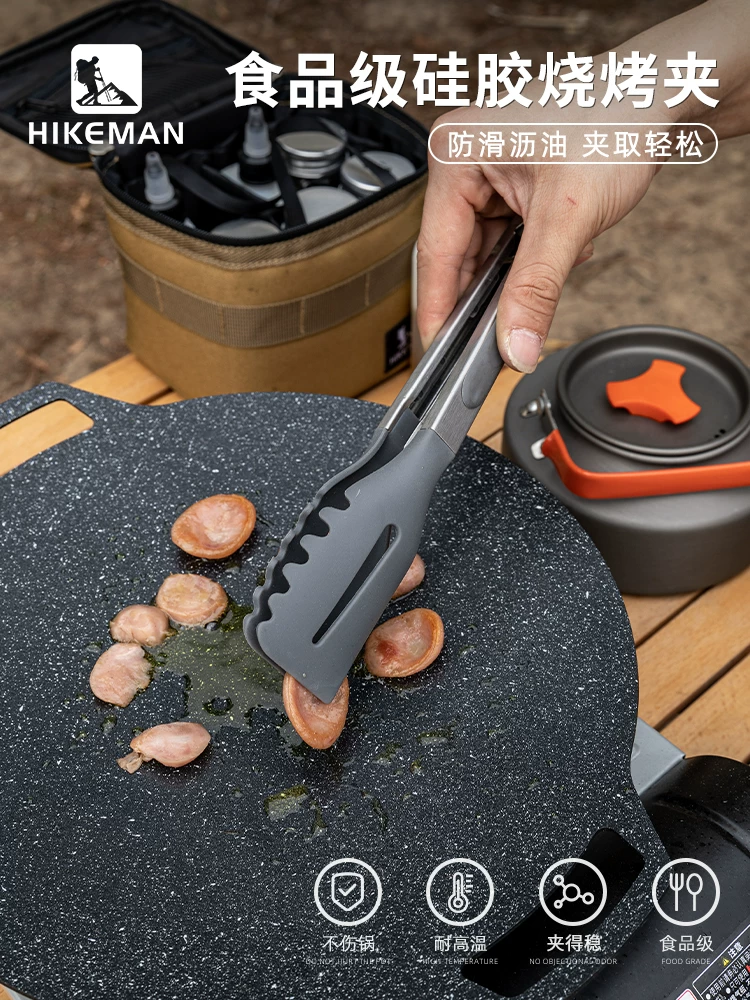 Kẹp nướng ngoài trời, kẹp thực phẩm chống bỏng dã ngoại, kẹp silicon chịu nhiệt độ cao, kẹp chiên bít tết nhà bếp, kẹp nướng bằng thép không gỉ