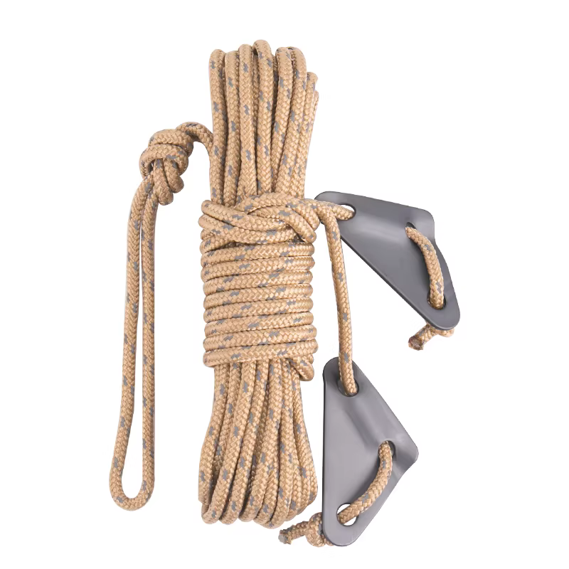 Dây gió tán ngoài trời, dây phản quang dày, 10m dây kéo chính tán chống gió cho lều lớn, dây điều chỉnh khóa tam giác