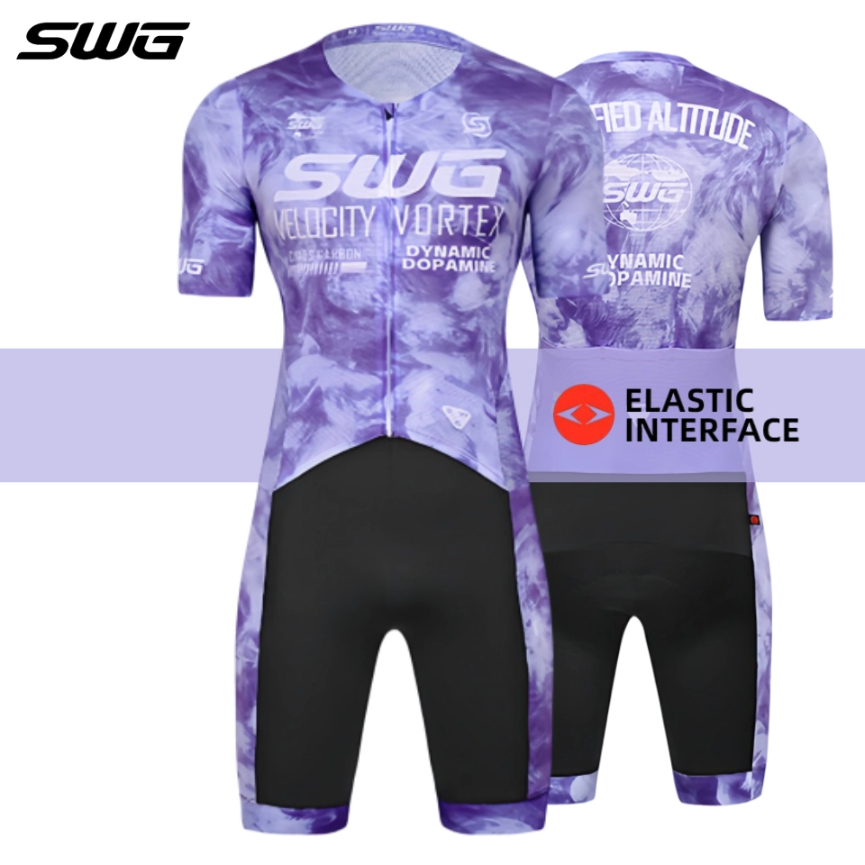 SWG Mingsheng 25 bộ đồ liền thân ngắn tay mùa xuân hè mới nhập khẩu bộ đồ thi đấu đạp xe đệm đôi mũi tên dành cho nam