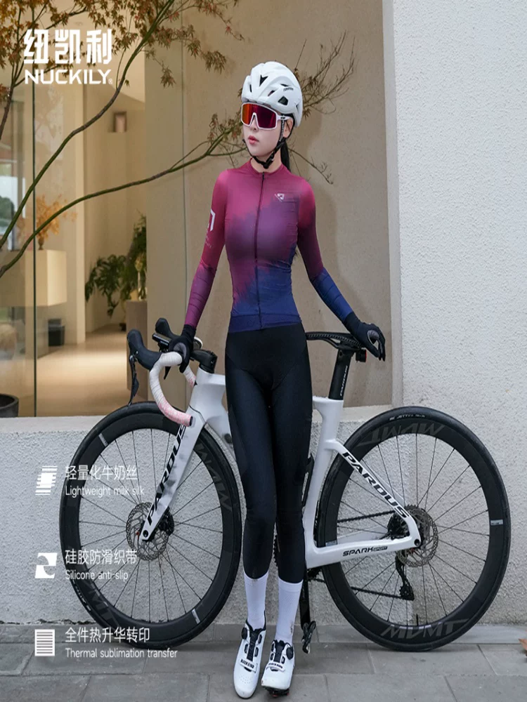 Áo đi xe đạp NUCKILY dành cho nữ, áo dài tay ôm sát thoáng khí mùa thu, áo đi xe đạp chuyên nghiệp chống nắng