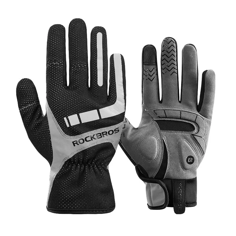 Găng tay đi xe đạp Rock Brothers đầy đủ ngón tay xe đạp găng tay xe máy dài ngón tay unisex mùa xuân thu đông màn hình cảm ứng