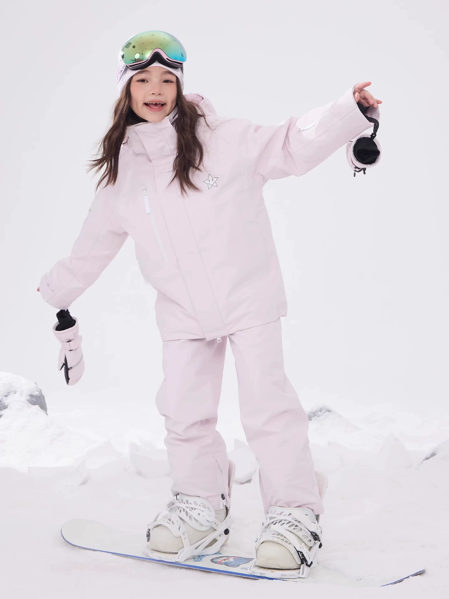 Bộ đồ trượt tuyết trẻ em Coldelement dành cho bé gái, dày dặn và ấm áp, áo khoác trượt tuyết chuyên nghiệp không thấm nước với lớp lông vũ bên trong
