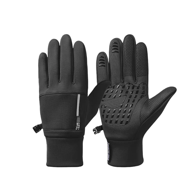 Găng tay đi xe đạp nam mùa đông ngoài trời xe đạp điện chống gió và ấm áp lót lông cừu màn hình cảm ứng găng tay thể thao chống thấm nước