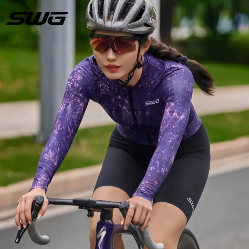 SWG Mingsheng Quần áo đi xe đạp nữ mùa xuân thu dài tay nhanh khô thoáng khí mùa hè xe đạp đường bộ bộ đồ đi xe đạp
