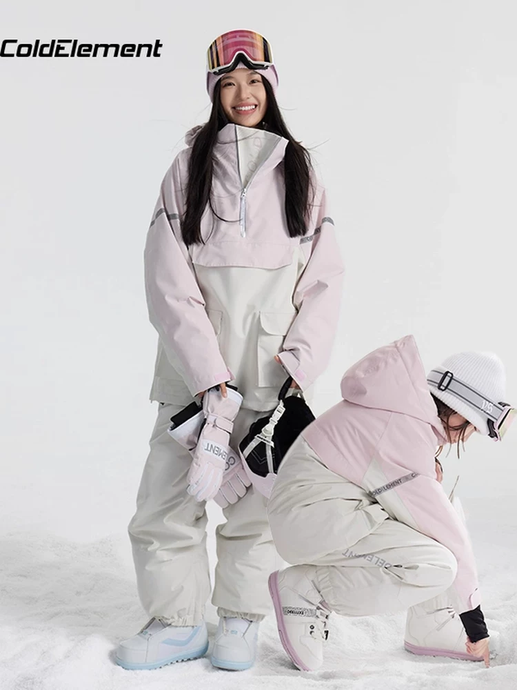 Bộ đồ trượt tuyết Coldelement dành cho nữ, thiết bị trượt tuyết chống gió mùa đông cho trẻ em, kiểu dáng dày dặn dành cho cha mẹ và con cái dành cho trẻ lớn hơn.