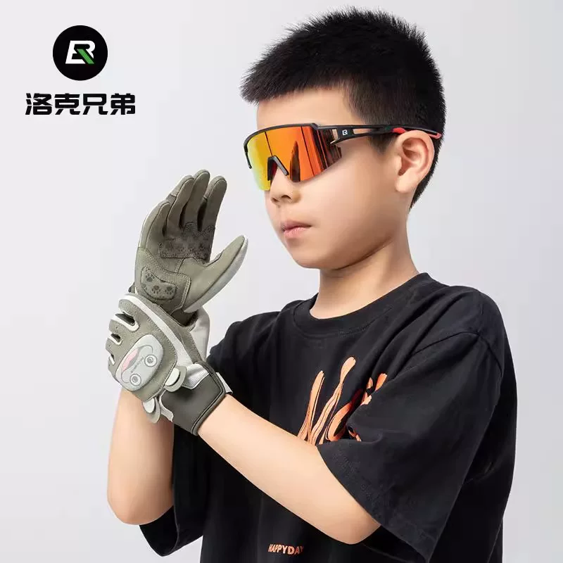 Găng tay đi xe đạp dành cho trẻ em Rock Brothers, xe đạp leo núi, xe đạp đường trường, trượt patin, dụng cụ bảo hộ thể thao dành cho học sinh nam và nữ
