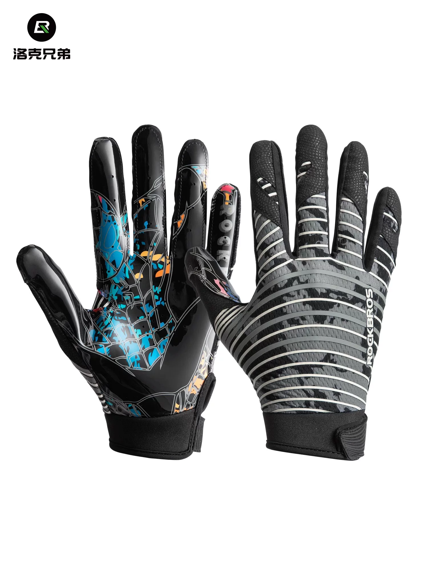 Găng tay thể thao Rock Brothers bóng bầu dục toàn ngón tay bóng bầu dục Mỹ bóng chày thủ môn găng tay chống trượt chống sốc