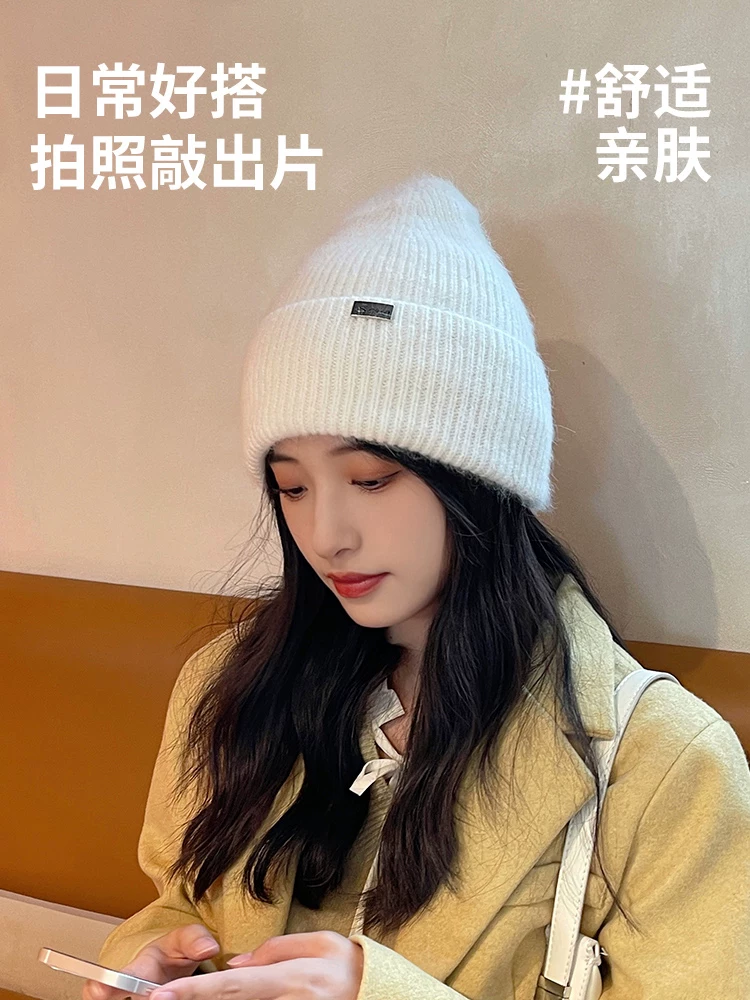 Mũ đan len thời trang mùa đông mới của Hàn Quốc dành cho nữ, dày dặn để giữ ấm, bảo vệ tai, đa năng, mũ đan len làm thon gọn khuôn mặt.