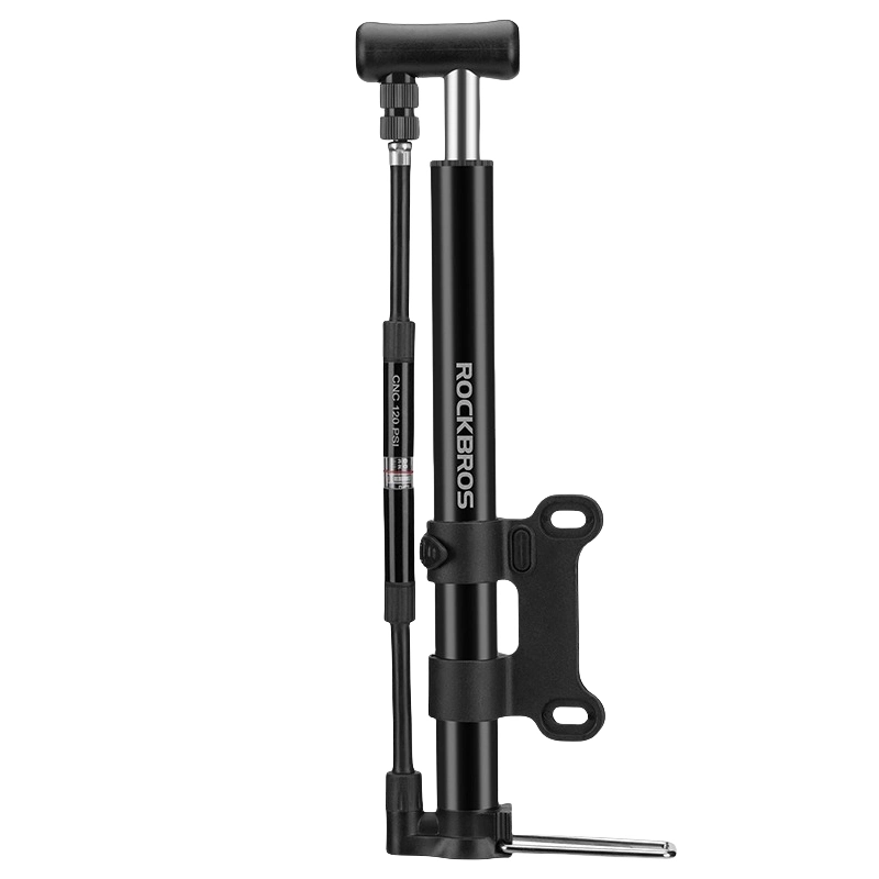 Máy bơm xe đạp Rock Brothers mini cầm tay áp suất cao có đồng hồ đo áp suất Van Schrader phụ kiện xe đạp đường núi