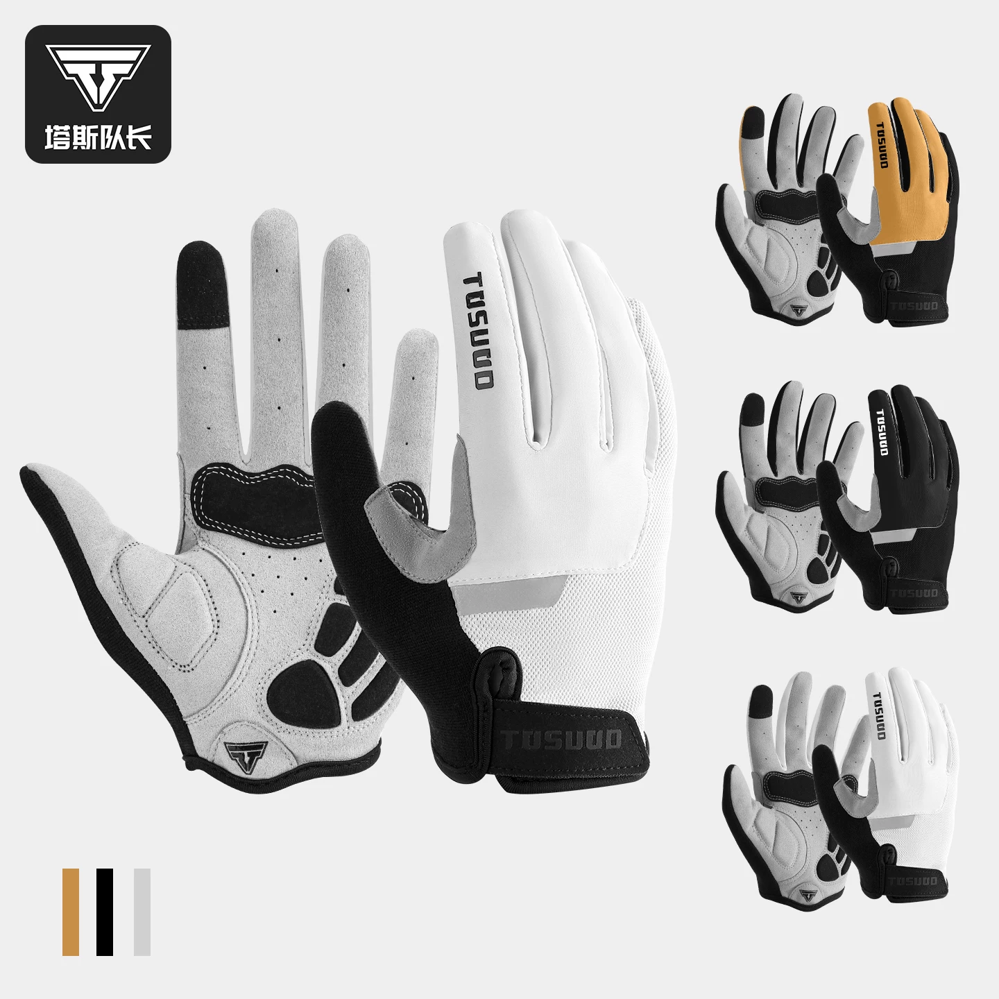 Găng tay đi xe đạp Captain Tas xe đạp leo núi đường trường mùa thu đông chống gió chống nước đầy đủ ngón tay lót lông cừu găng tay ấm áp