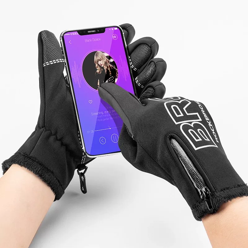 Găng tay đi xe đạp Rock Brothers Găng tay giữ ấm mùa thu đông dành cho xe đạp, xe máy, xe điện, ngón tay dài, unisex, tương thích với màn hình cảm ứng