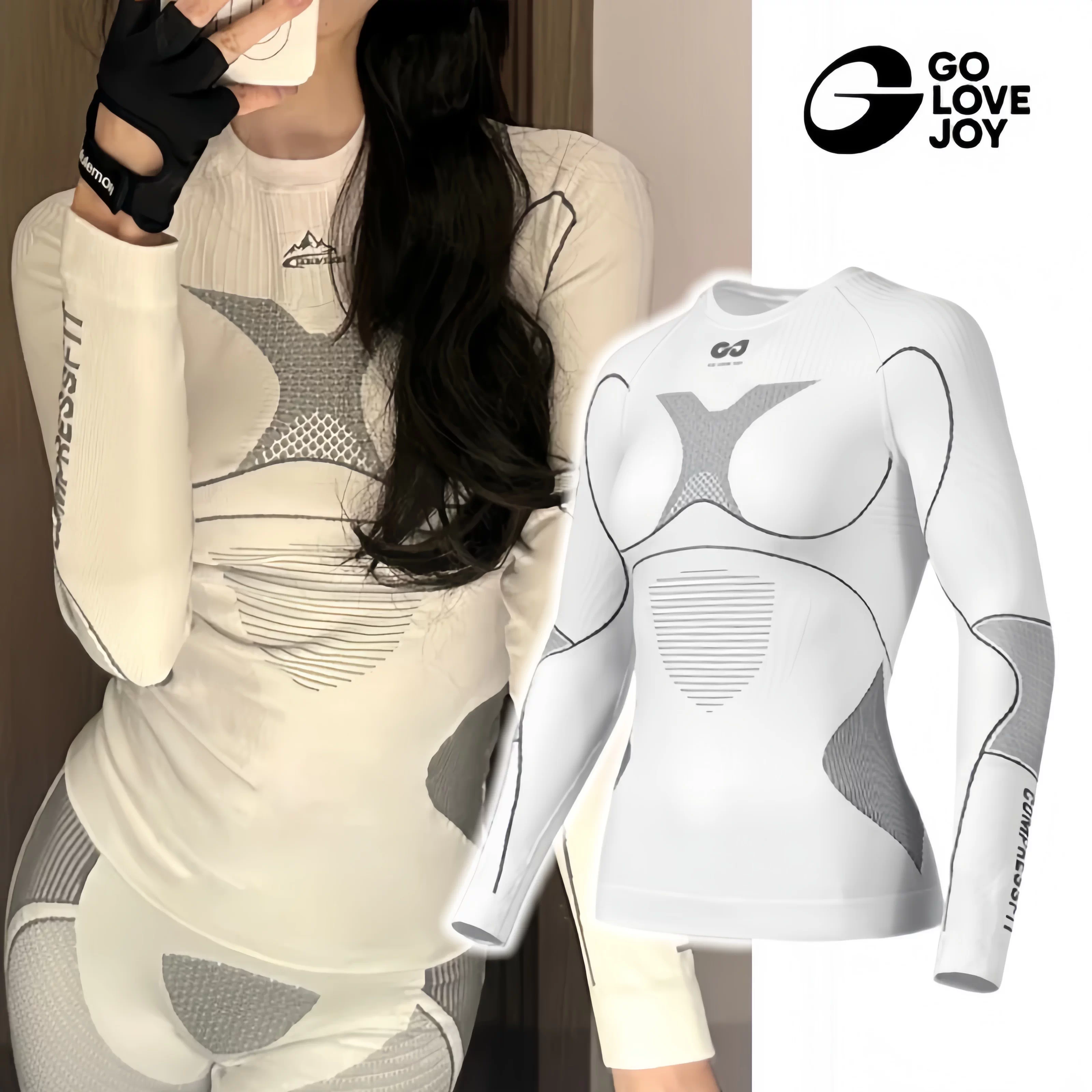 Bộ đồ thể thao giữ nhiệt nhanh khô Golovejoy dành cho nữ, bộ đồ lót thể thao ngoài trời, chạy bộ, trượt tuyết, mùa đông dành cho nam