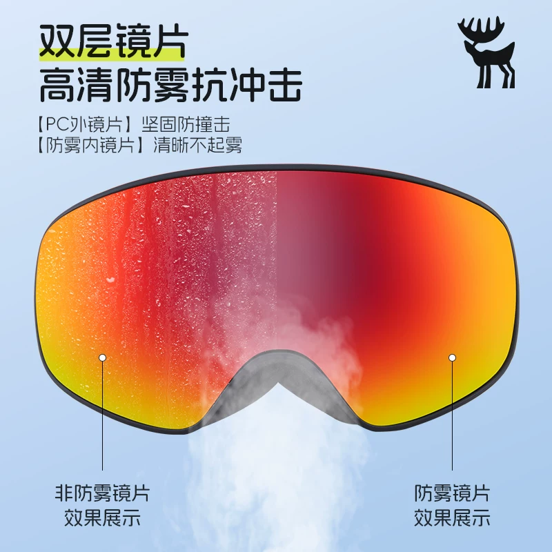 Kính bảo hộ tuyết cho trẻ em, kính trượt tuyết, kính hình trụ từ tính cho bé gái và bé trai, kính bảo hộ tuyết cận thị, kính trượt tuyết chống sương mù cho mùa đông