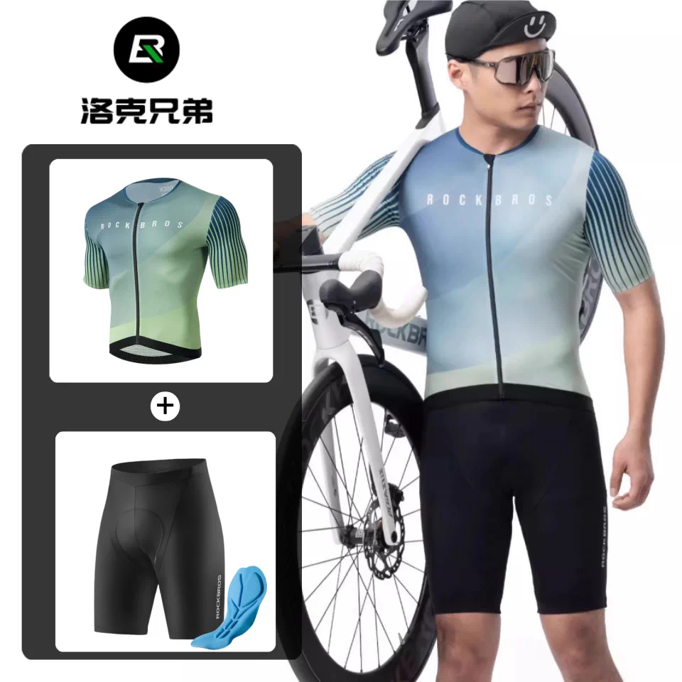 Áo đi xe đạp Rock Brothers dành cho nam mùa hè ngắn tay thoáng khí xe đạp đường bộ bộ đồ đi xe đạp khô nhanh dành cho nam