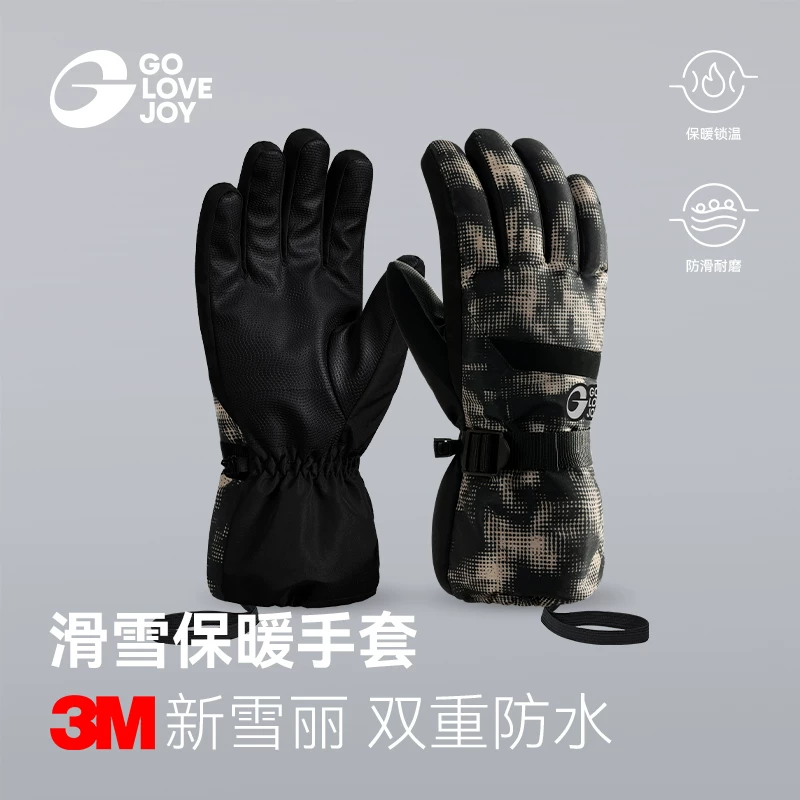 Găng tay trượt tuyết Golovejoy dành cho nam và nữ, đi xe đạp mùa đông không thấm nước, chống gió, chống lạnh, găng tay ấm áp có màn hình cảm ứng