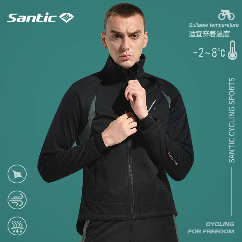 Áo khoác lông cừu đi xe đạp mùa thu đông Santic Quần áo đi xe đạp ấm áp chống gió thông thường Thích hợp cho -2 độ