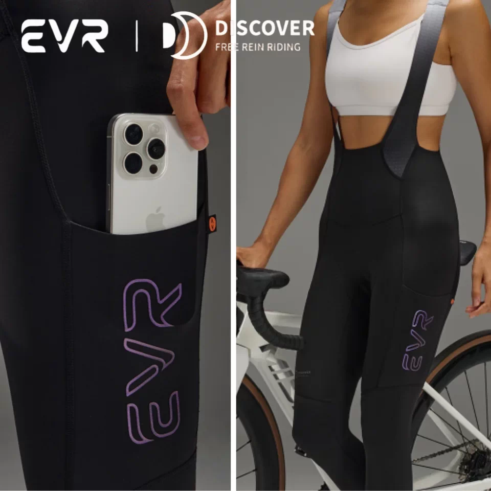 Quần đạp xe EVR có đệm đôi mũi tên, quần yếm nữ mùa đông, lót lông cừu giữ ấm, quần dài đi xe đạp đường trường