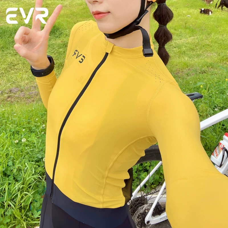 Quần áo đi xe đạp mùa xuân hè EVR dành cho nữ, kiểu dáng mới dài tay, chống nắng thời trang, giảm béo, bộ áo ngắn và quần đi xe đạp đường trường thoáng khí