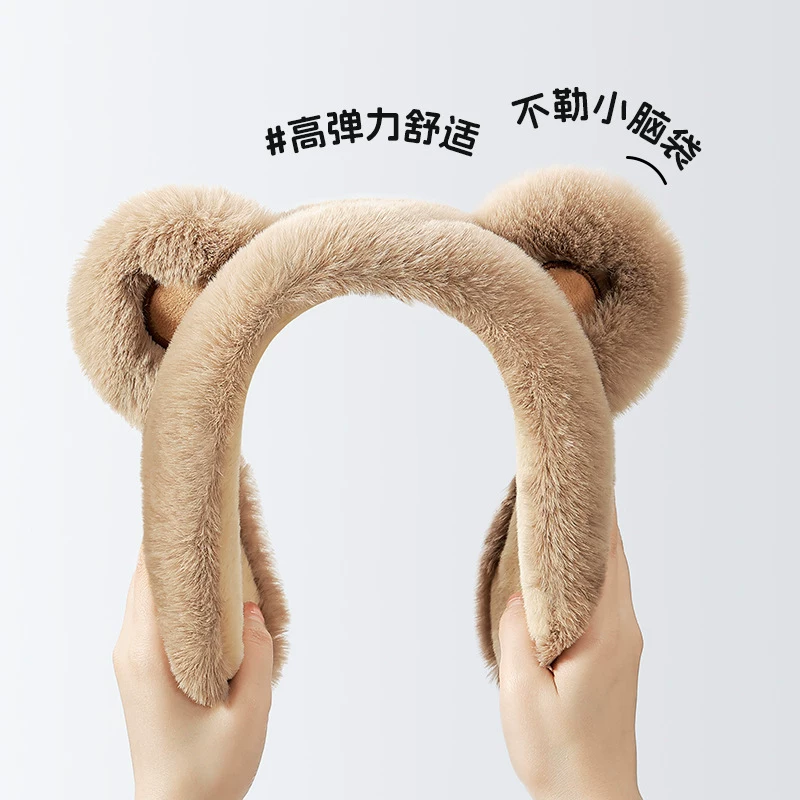 Khăn bịt tai Little Bear ấm áp dành cho nữ mùa đông 2025 kiểu mới, chống lạnh, chống sương giá, chống gió, bảo vệ tai cho học sinh