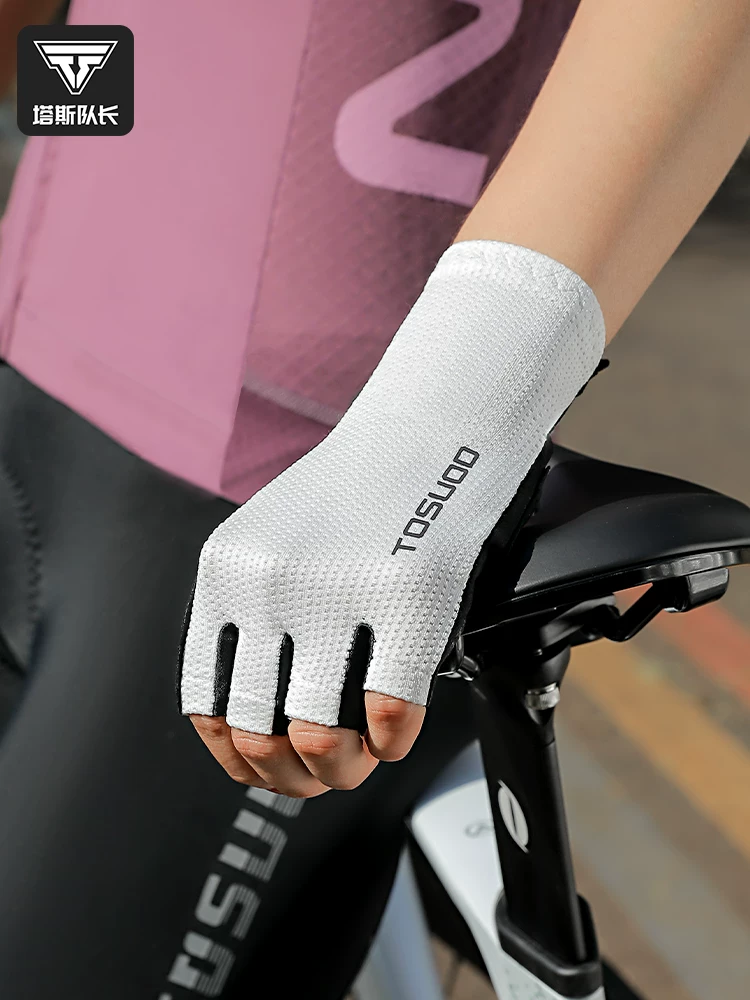 Găng tay đi xe đạp nửa ngón mùa hè dành cho nam và nữ xe đạp leo núi đường trường ngắn ngón tay thiết bị đi xe đạp chống sốc thoáng khí chống trượt